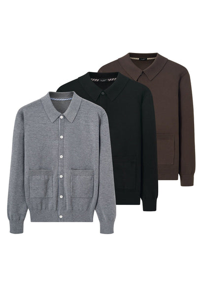 Boxy Knit Polo Cardigan - Rick Circus