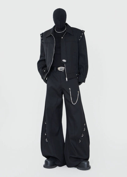 Chain Detail Wide - Leg Trousers - Rick Circus