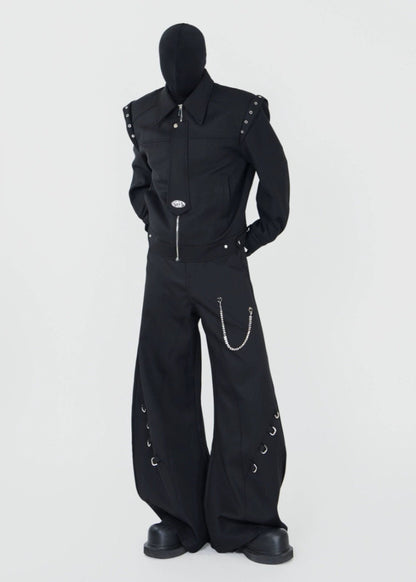 Chain Detail Wide - Leg Trousers - Rick Circus