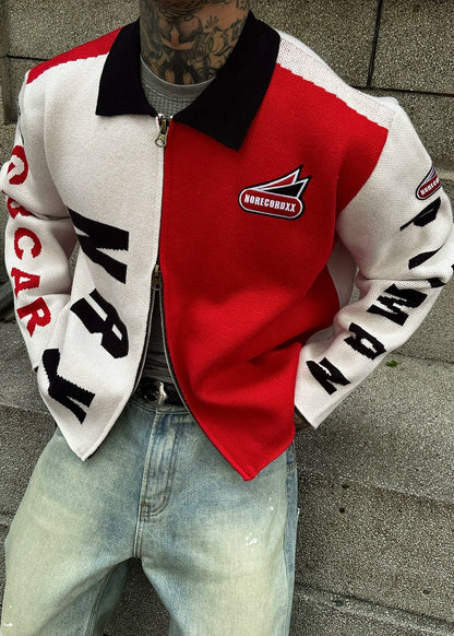 Colorblock Racing Knit Cardigan - Rick Circus