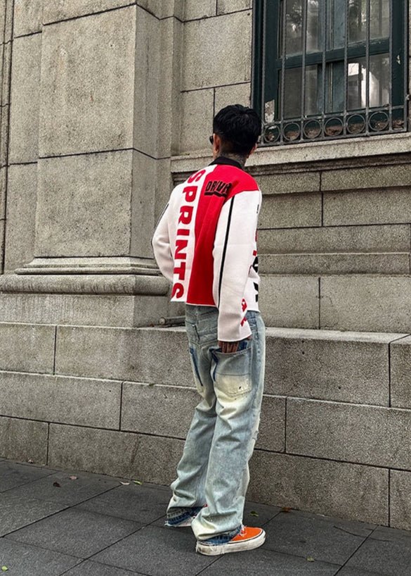 Colorblock Racing Knit Cardigan - Rick Circus