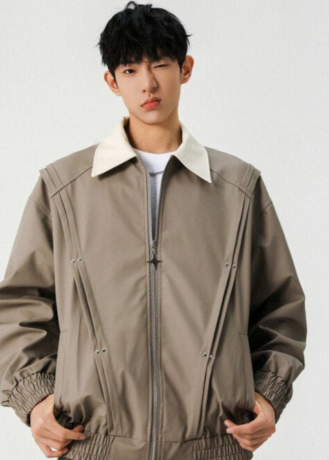 Contrast Collar Bomber Jacket - Rick Circus
