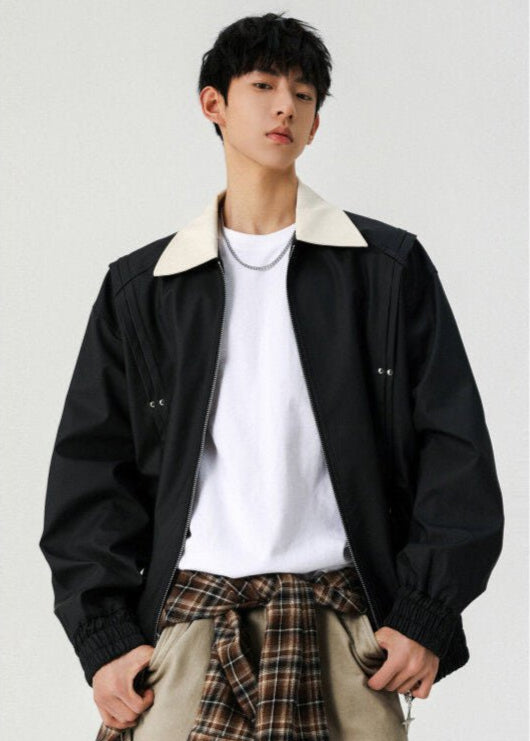 Contrast Collar Bomber Jacket - Rick Circus