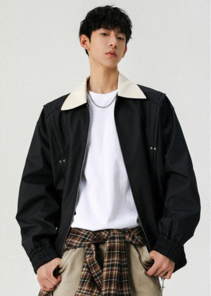 Contrast Collar Bomber Jacket - Rick Circus