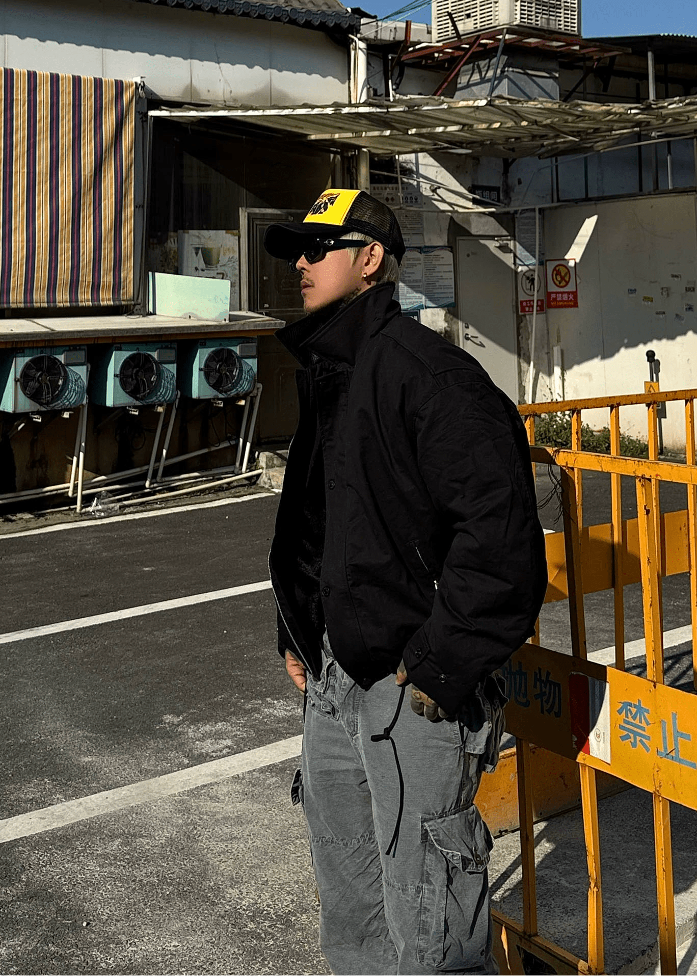 Contrast Collar Workwear Padded Jacket - Rick Circus