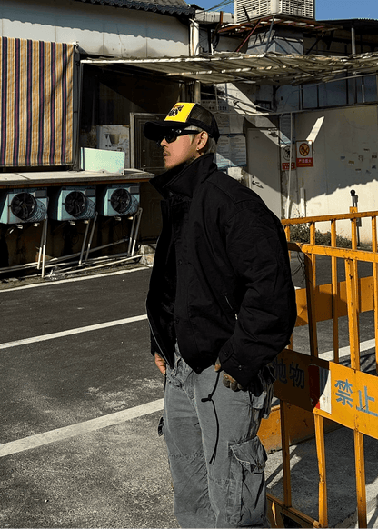 Contrast Collar Workwear Padded Jacket - Rick Circus