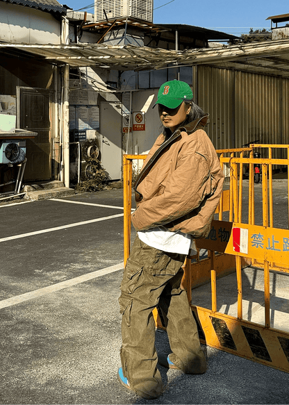 Contrast Collar Workwear Padded Jacket - Rick Circus