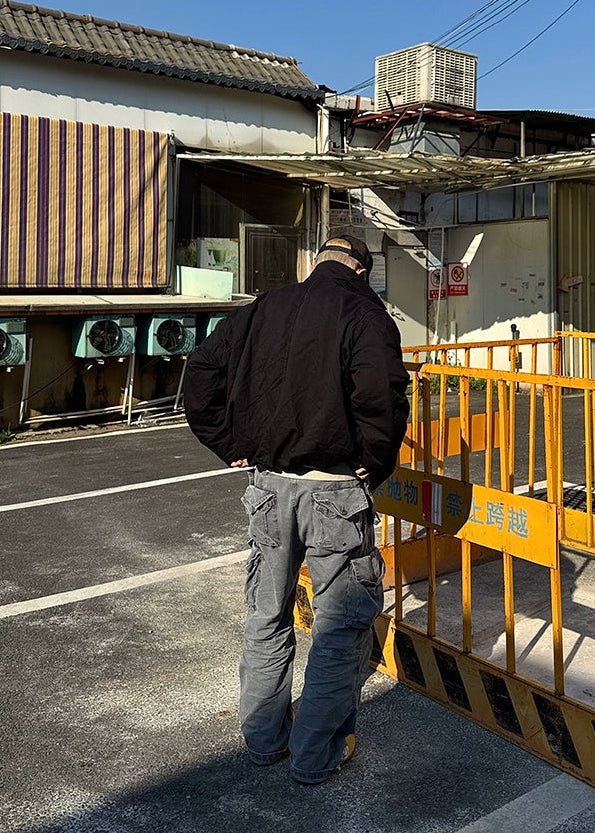 Contrast Collar Workwear Padded Jacket - Rick Circus