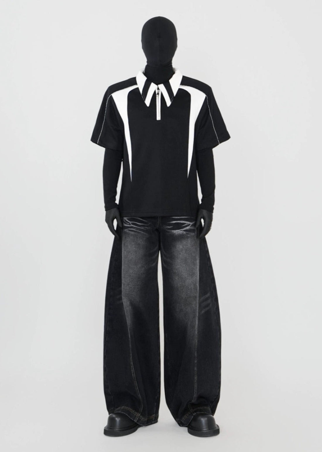 Contrast Half - Zip Padded Polo Shirt - Rick Circus