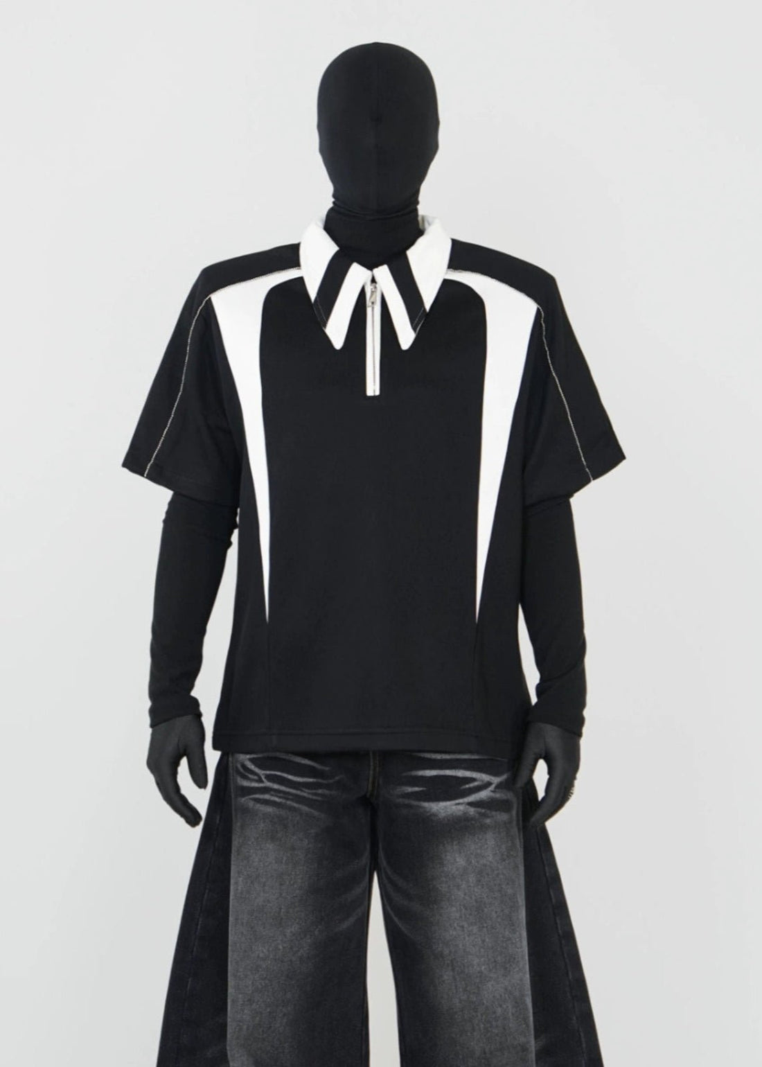 Contrast Half - Zip Padded Polo Shirt - Rick Circus