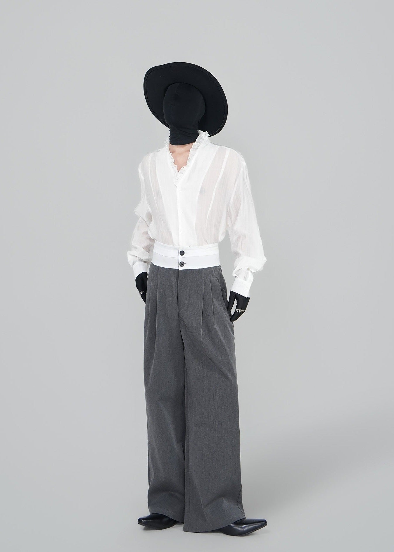 Contrast High Waist Wide Leg Pants - Rick Circus