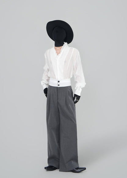 Contrast High Waist Wide Leg Pants - Rick Circus