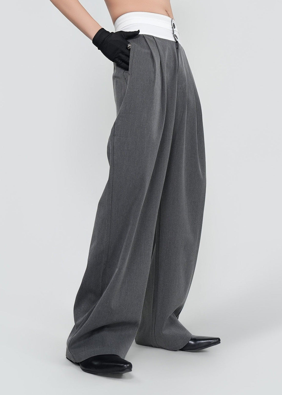 Contrast High Waist Wide Leg Pants - Rick Circus
