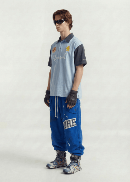 Contrast Panel Embroidery T-shirt - Rick Circus