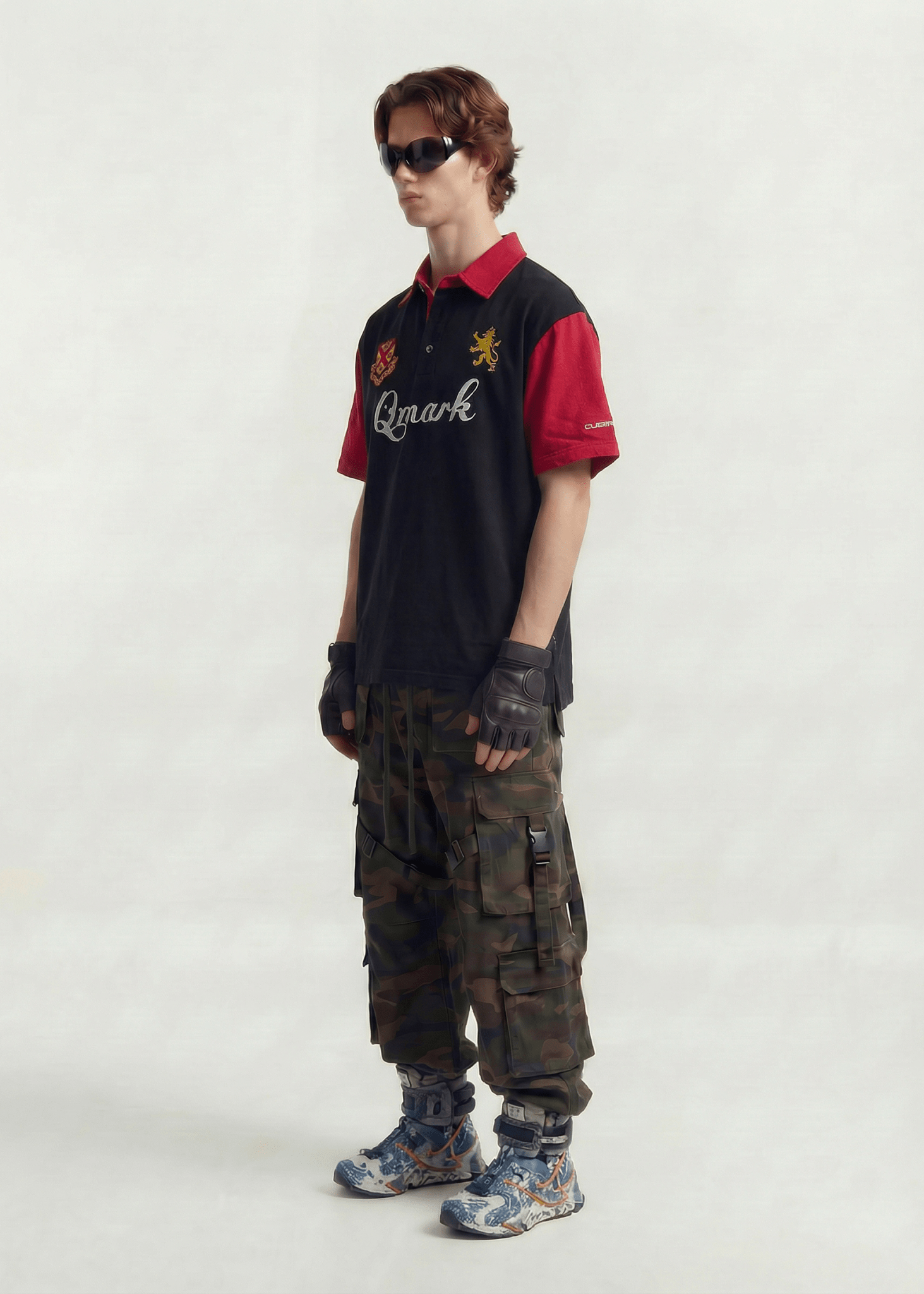 Contrast Panel Embroidery T-shirt - Rick Circus