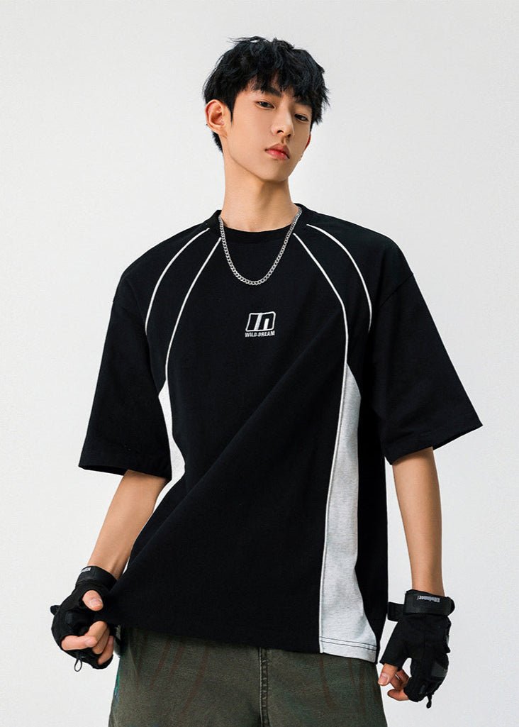 Contrast Panel Oversized Sports T-Shirt - Rick Circus
