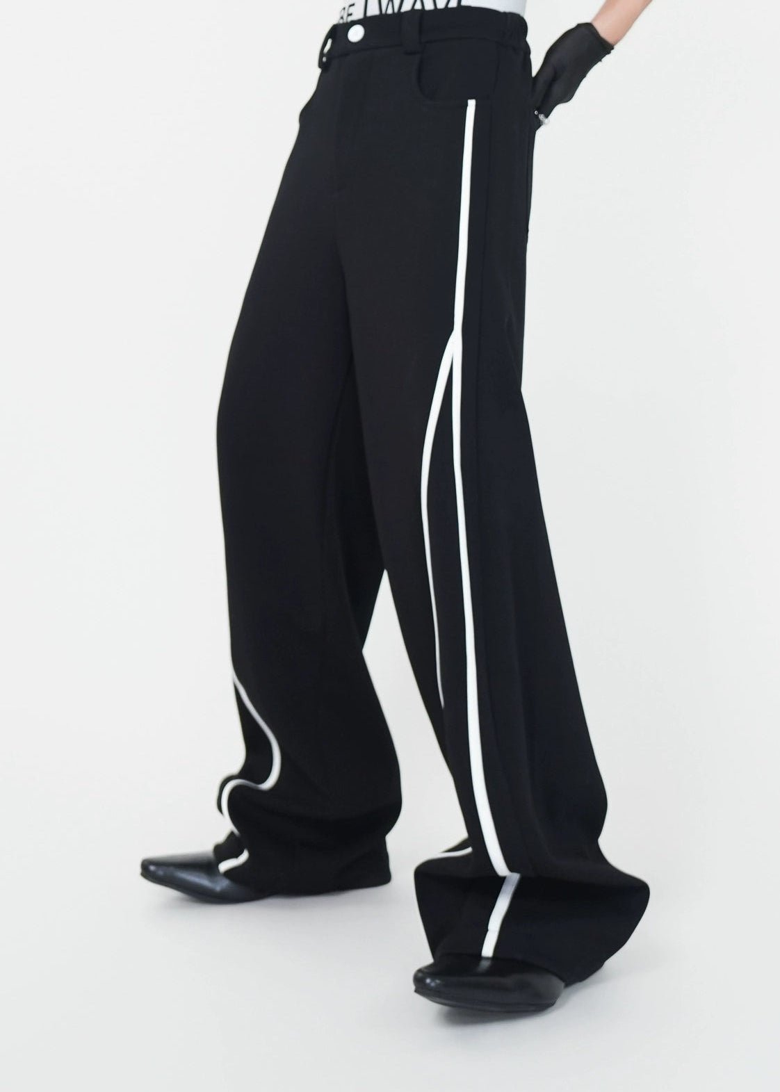 Contrast Wide - Leg Pants - Rick Circus