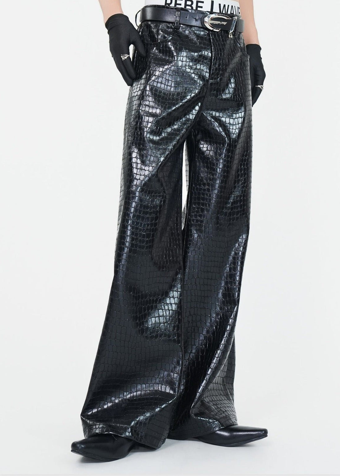 Croc - Embossed PU Leather Pants - Rick Circus