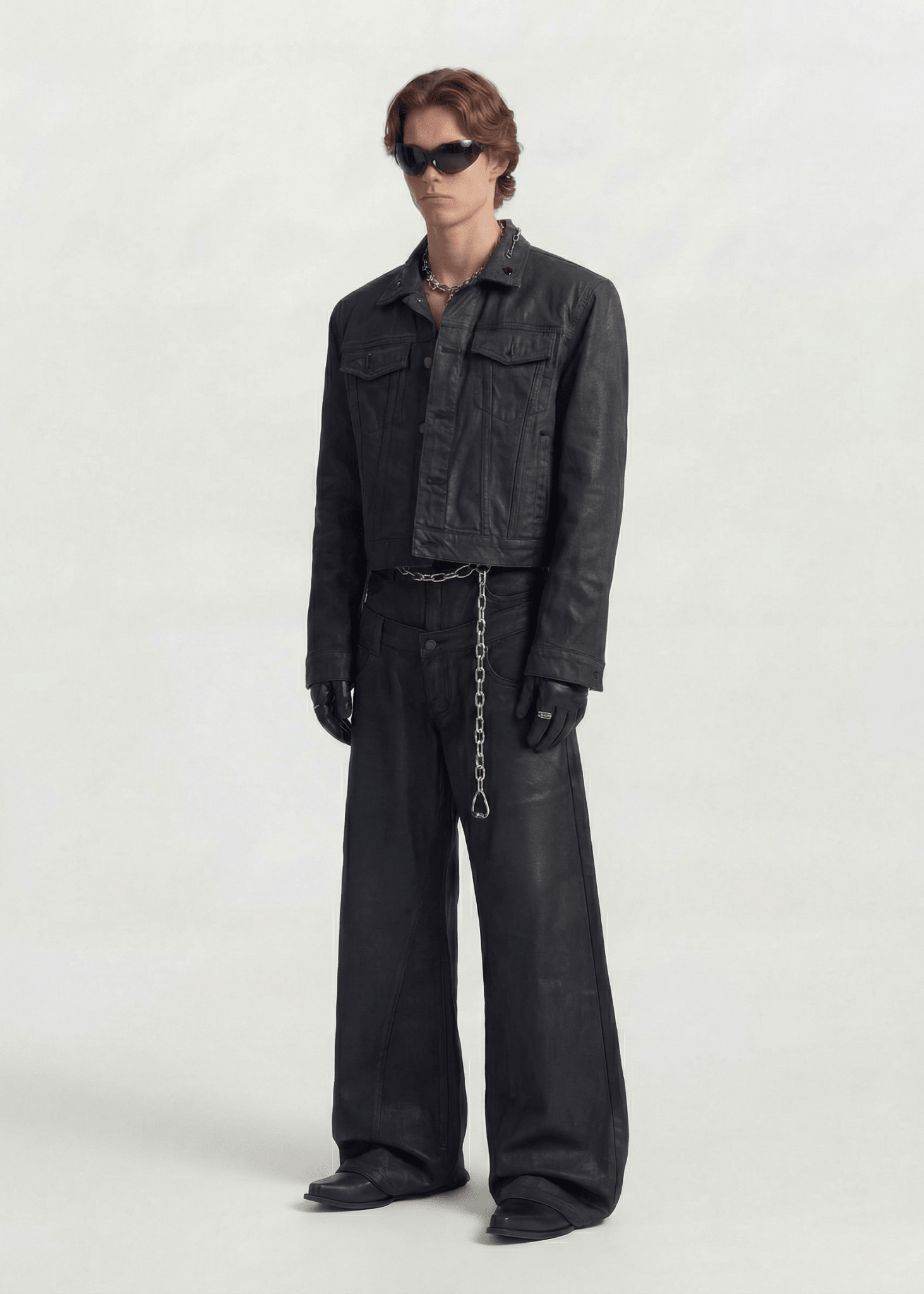 Cropped Coated Denim Jacket - Rick Circus