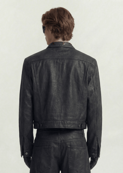 Cropped Coated Denim Jacket - Rick Circus