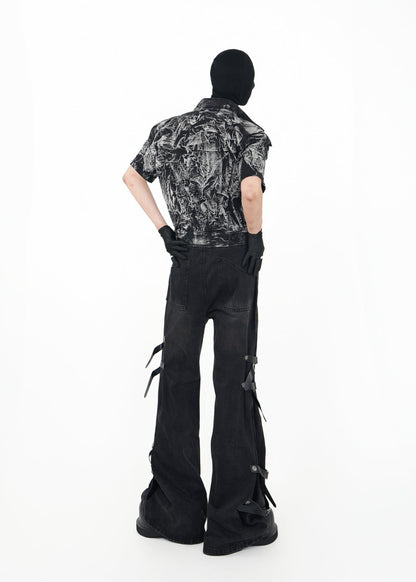 Cropped Distressed Print Shirt - Rick Circus