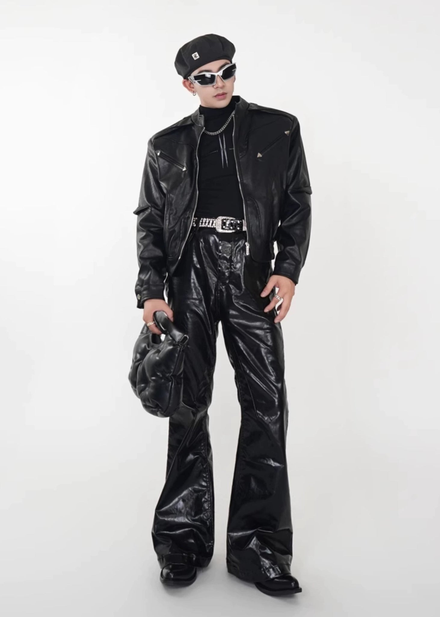 Cropped Moto PU Leather Jacket - Rick Circus