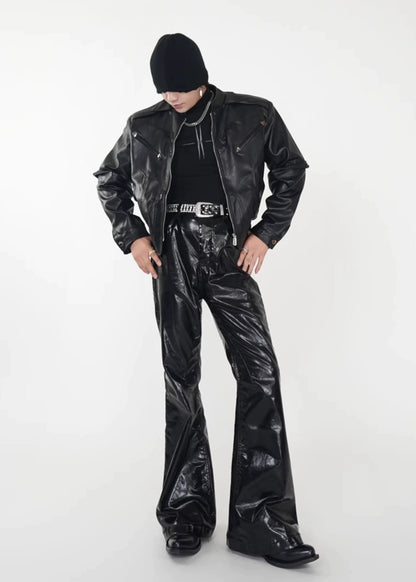 Cropped Moto PU Leather Jacket - Rick Circus