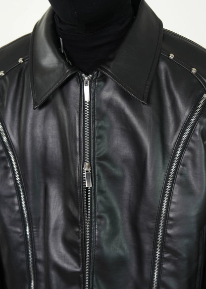 Cyberpunk PU Leather Biker Jacket - Rick Circus