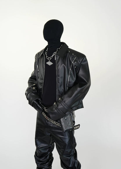 Cyberpunk PU Leather Biker Jacket - Rick Circus