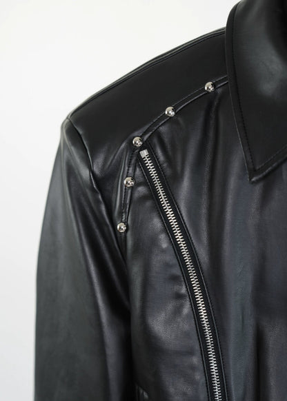 Cyberpunk PU Leather Biker Jacket - Rick Circus