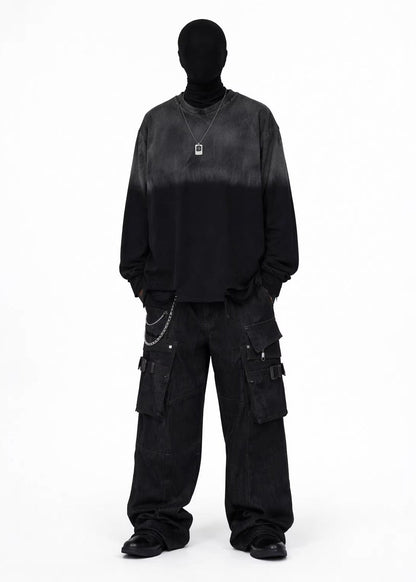 Dark Gradient Washed Long Sleeve T-Shirt - Rick Circus