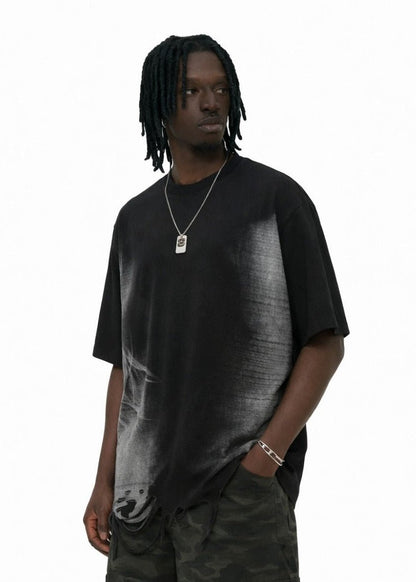 Dark Irregular Hem T-Shirt - Rick Circus