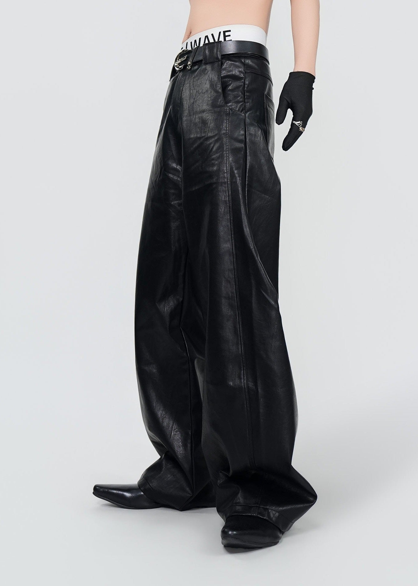 Dark Punk Biker Baggy Leather Pants - Rick Circus