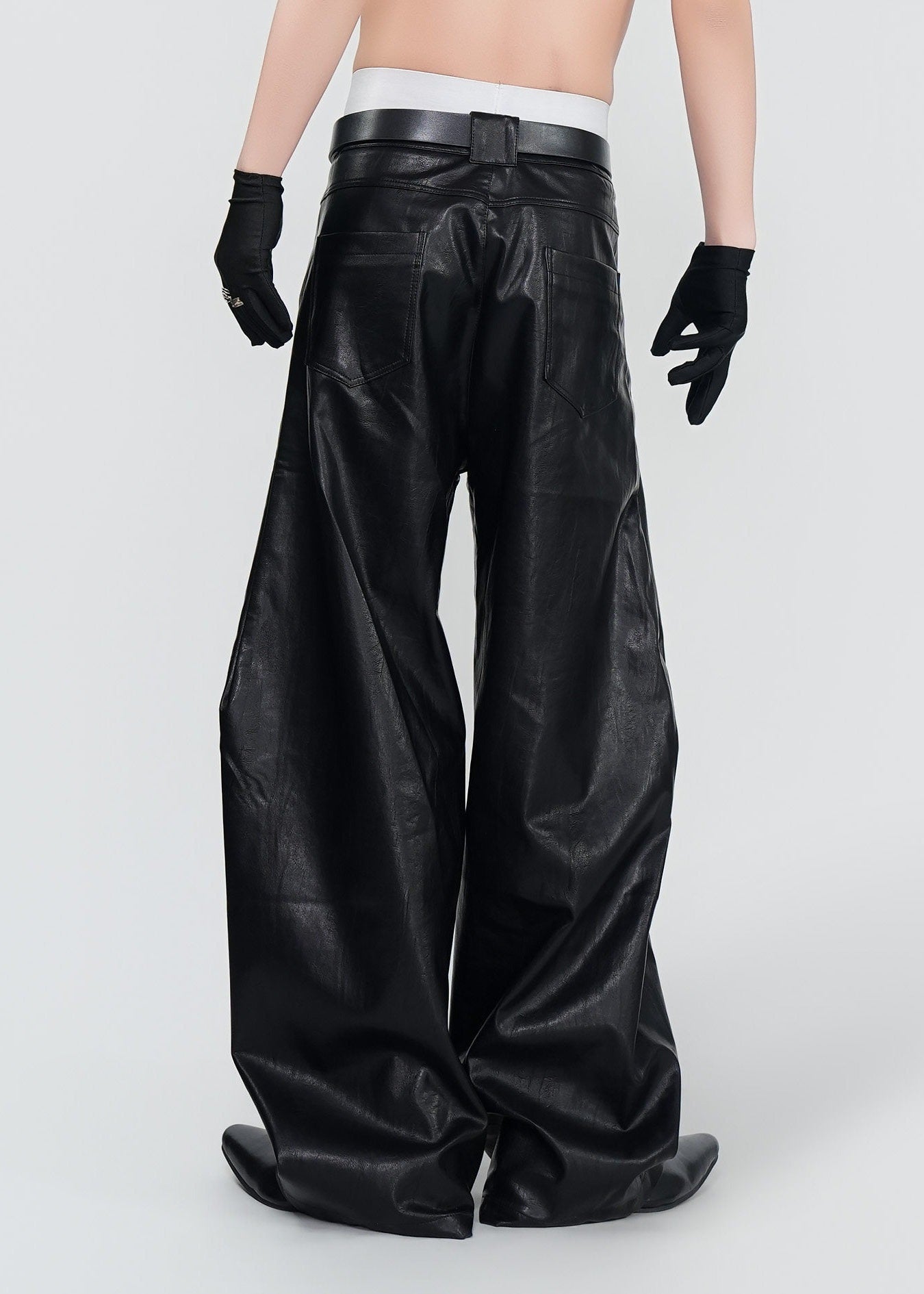 Dark Punk Biker Baggy Leather Pants - Rick Circus