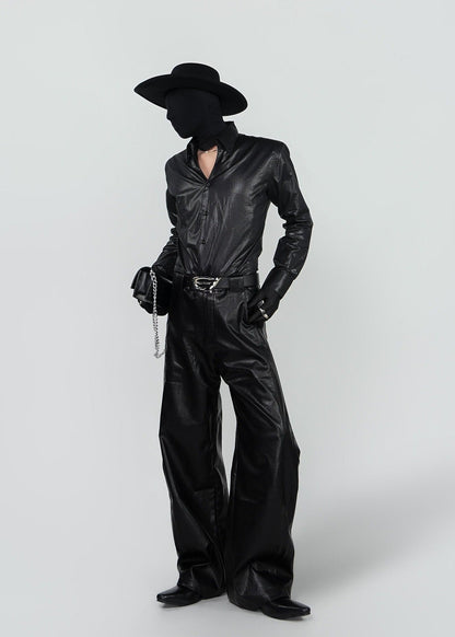 Dark Punk Biker Baggy Leather Pants - Rick Circus