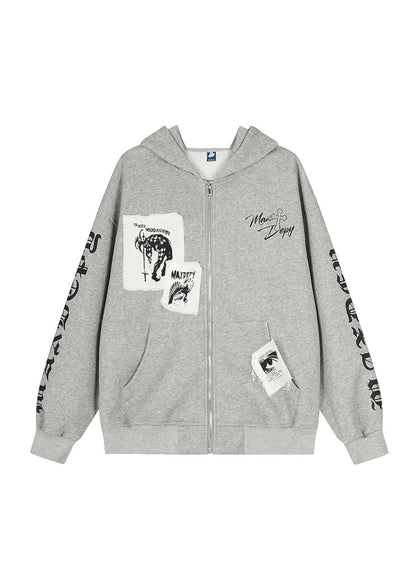 Dark Streetwear Washed Zip - Up Hoodie Jacket - Rick Circus
