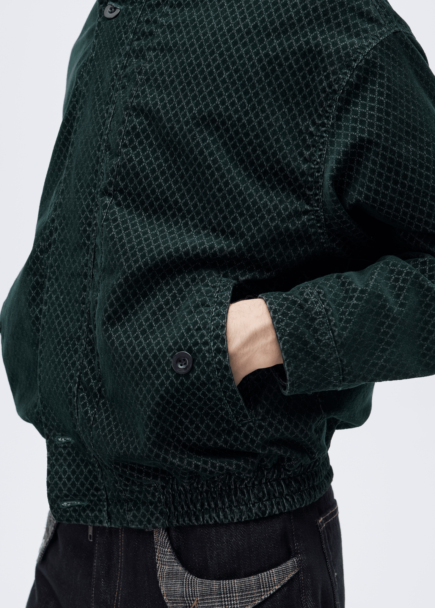 Diamond Pattern Corduroy Harrington Jacket - Rick Circus