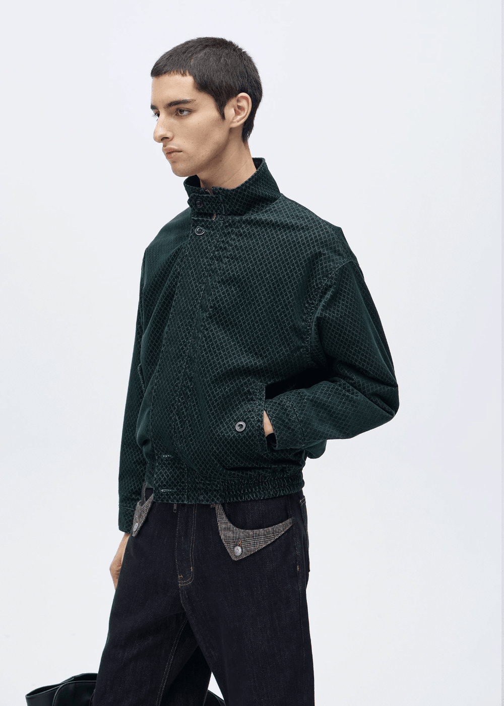 Diamond Pattern Corduroy Harrington Jacket - Rick Circus