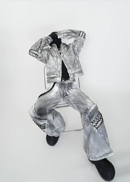 Distressed Drawstring Flared Jeans - Rick Circus
