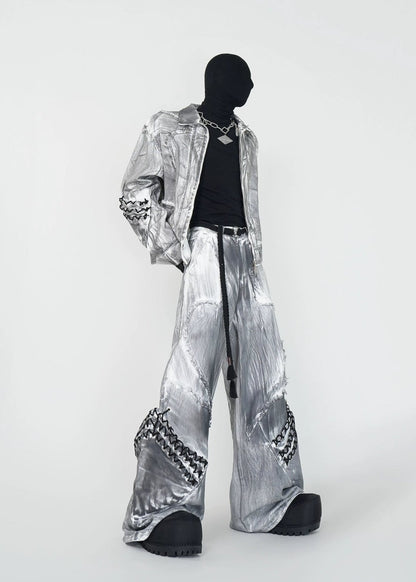 Distressed Drawstring Flared Jeans - Rick Circus
