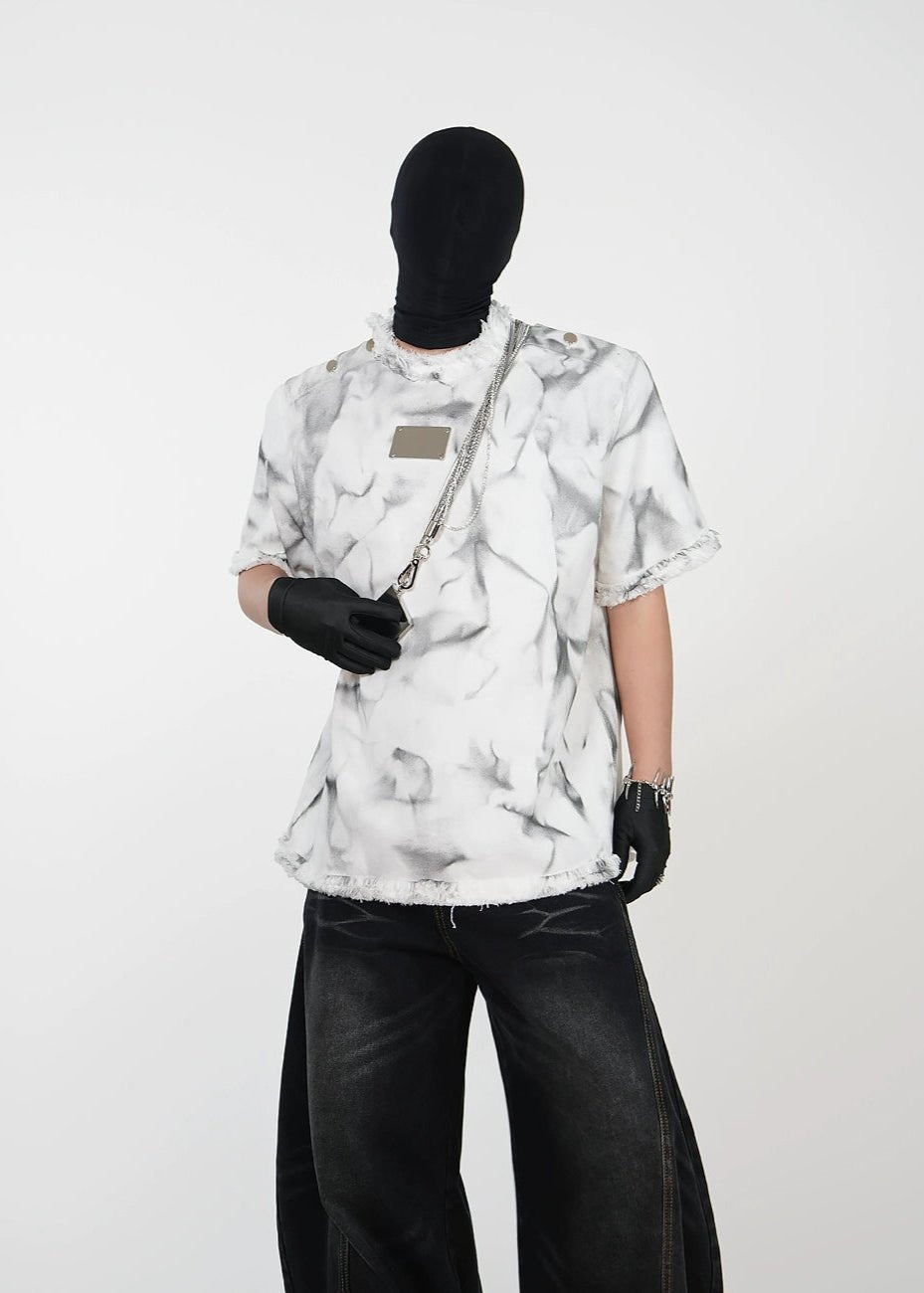 Distressed Dystopian T-Shirt with Metal Studs - Rick Circus