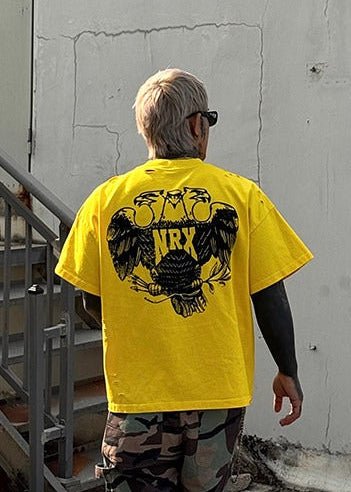 Distressed Letter Print Pullover T-Shirt - Rick Circus
