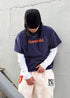 Distressed Letter Print Pullover T-Shirt - Rick Circus