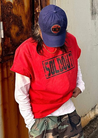 Distressed Letter Print Sleeveless T-Shirt - Rick Circus