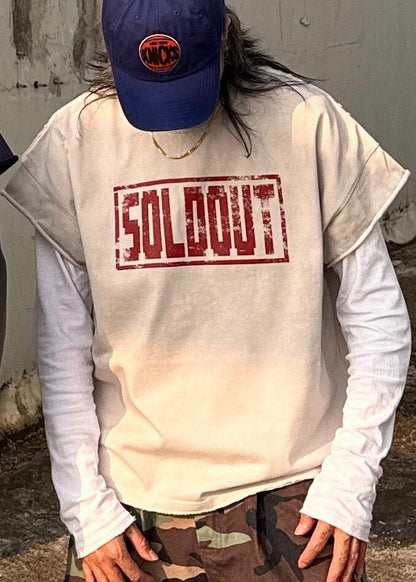 Distressed Letter Print Sleeveless T-Shirt - Rick Circus