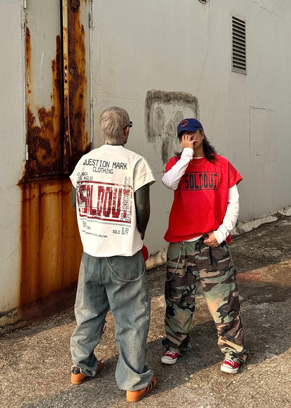 Distressed Letter Print Sleeveless T-Shirt - Rick Circus