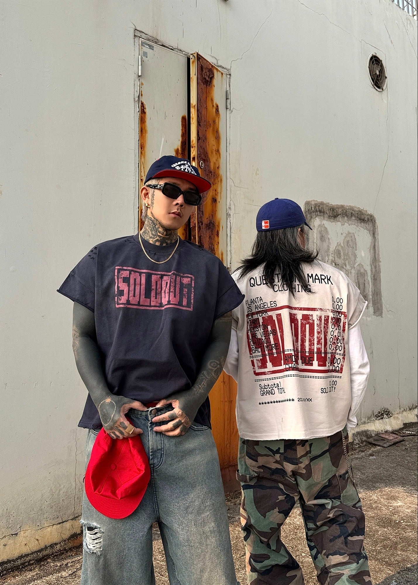 Distressed Letter Print Sleeveless T-Shirt - Rick Circus