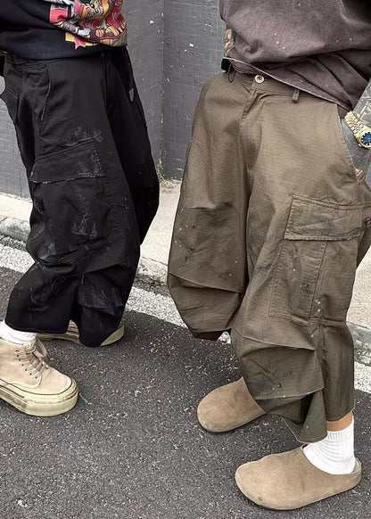 Distressed Multi - Pocket Wide - Leg Cargo Shorts - Rick Circus