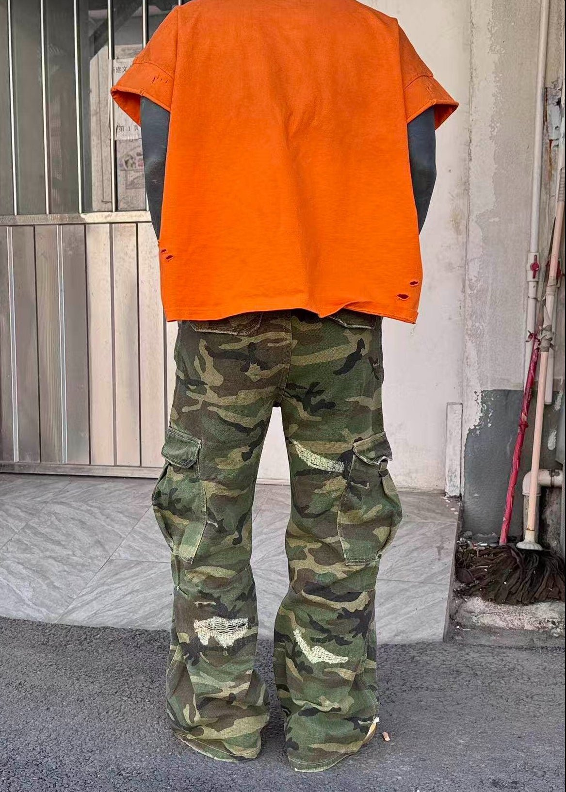 Distressed Oversized Camo Cargo Pants - Rick Circus