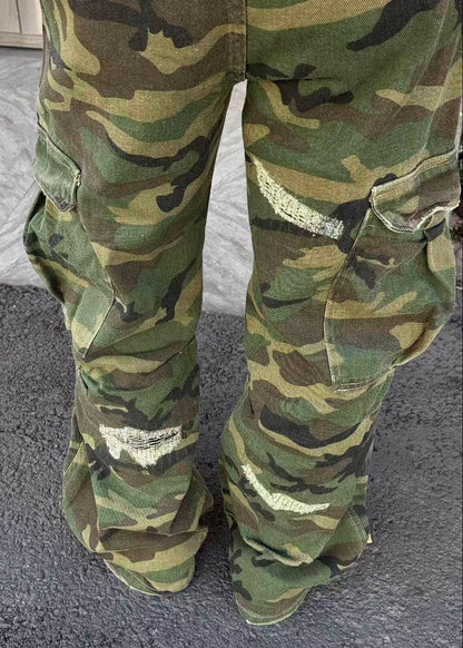 Distressed Oversized Camo Cargo Pants - Rick Circus